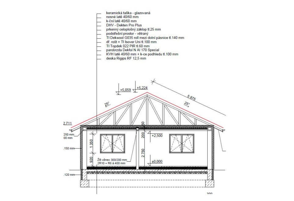 Obr. 02 | Rez časťou objektu z projektovej dokumentácie pre stavebné povolenie.